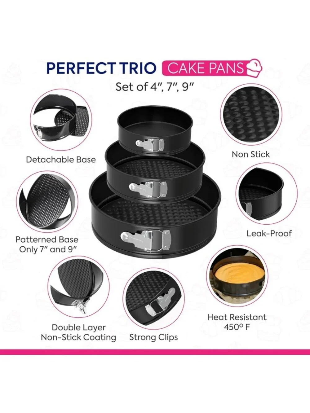148PC Non-Stick Springform Cake Pan Set, Decorating Kit & Piping Bags, Leveler